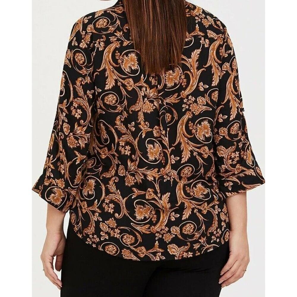 Torrid Madison Georgette Button Front Blouse Black Ornate 1X Plus Size - Picture 7 of 9